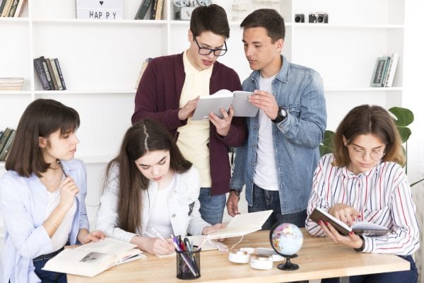Students Working Together Library
